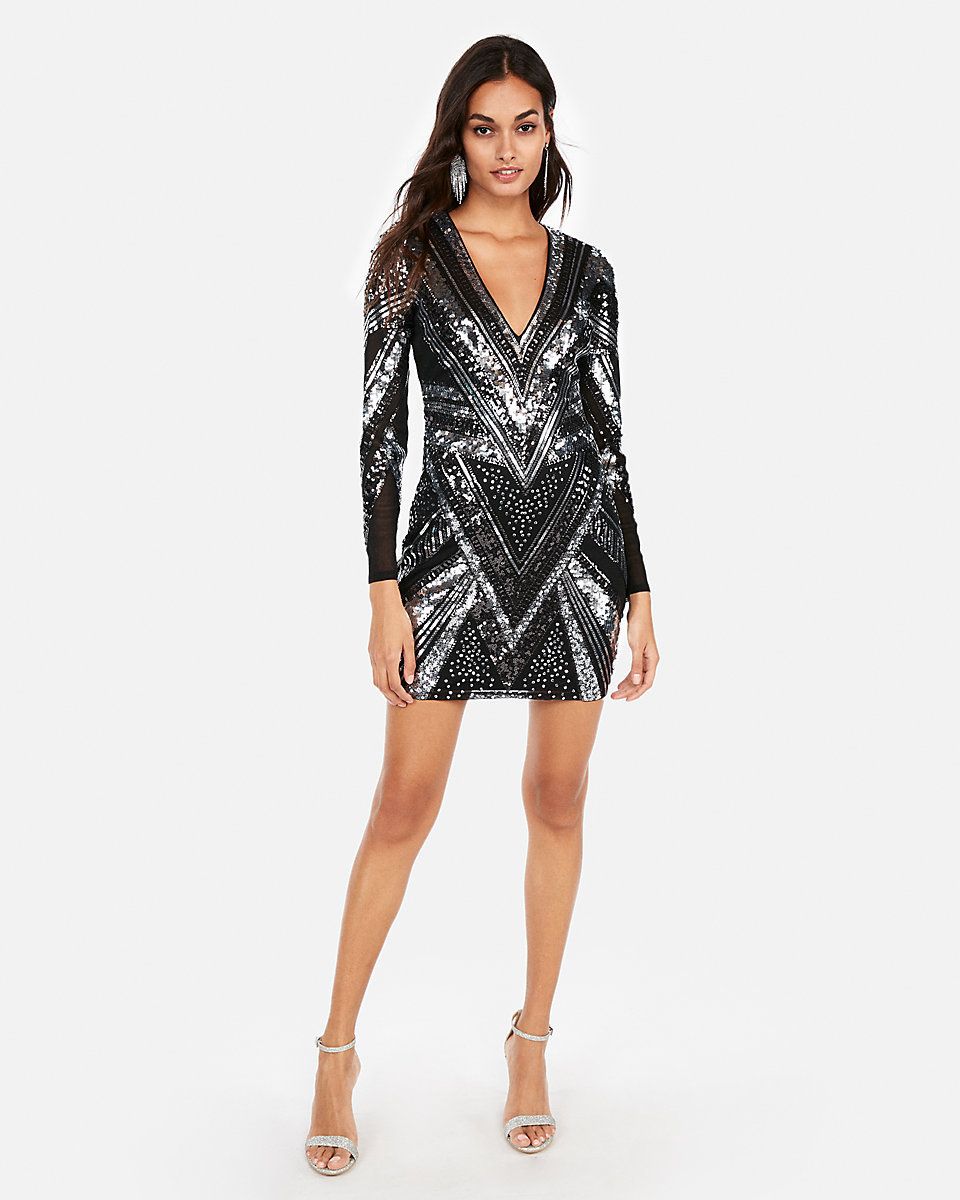 Patterned Sequin Minidress