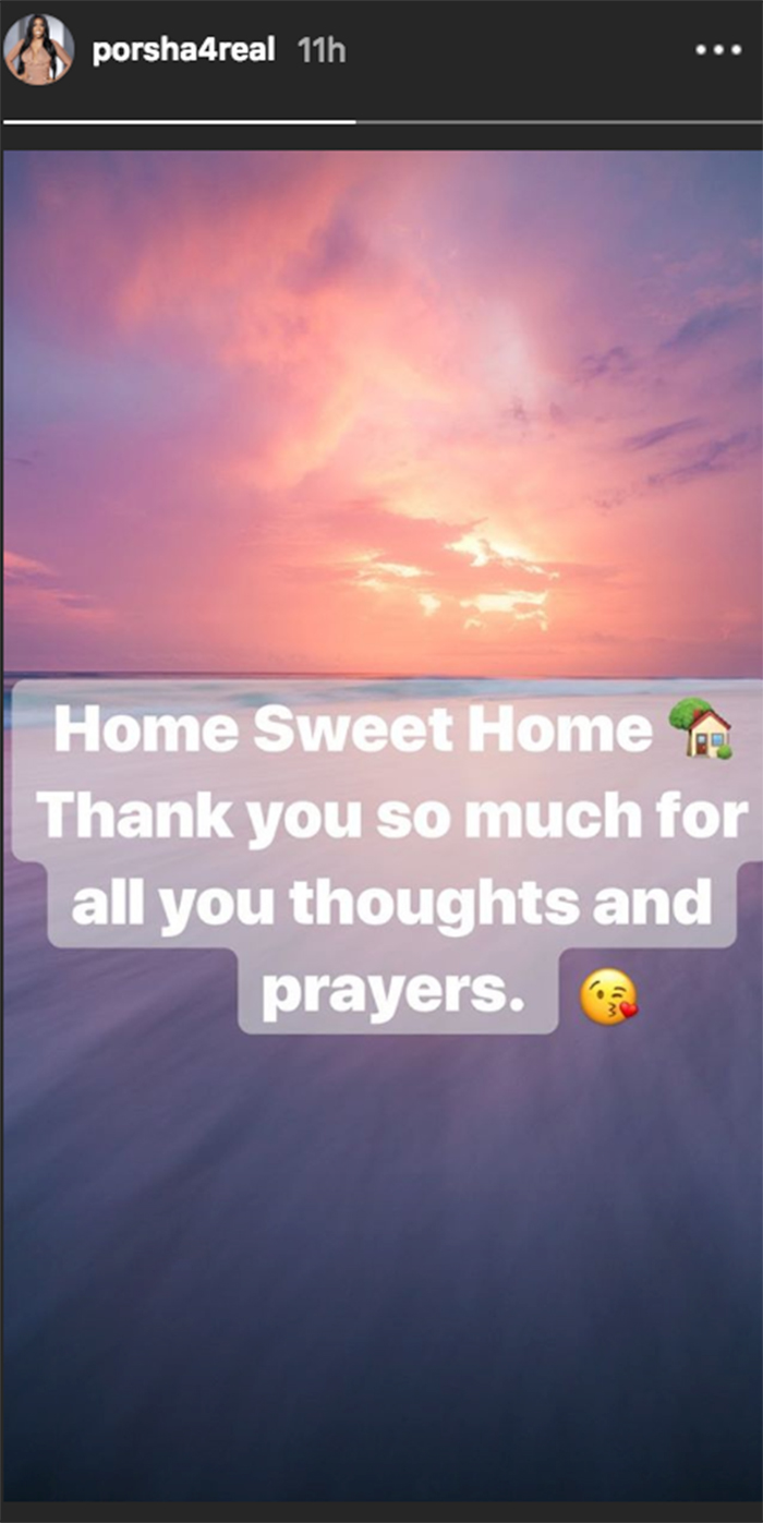 Porsha Williams insta home from hospital