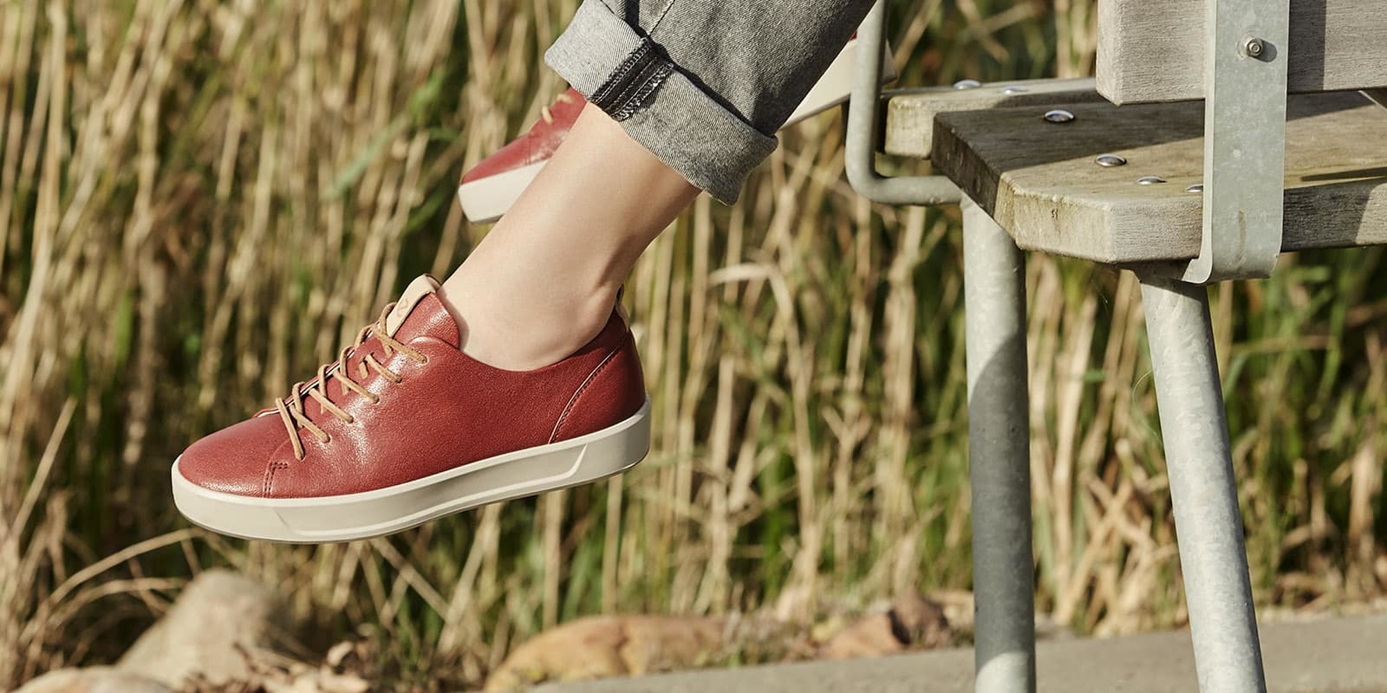 red leather sneakers