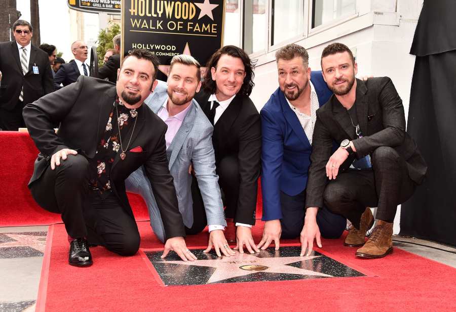 Singers Chris Kirkpatrick, Lance Bass, JC Chasez, Joey Fatone and Justin Timberlake of NSYNC