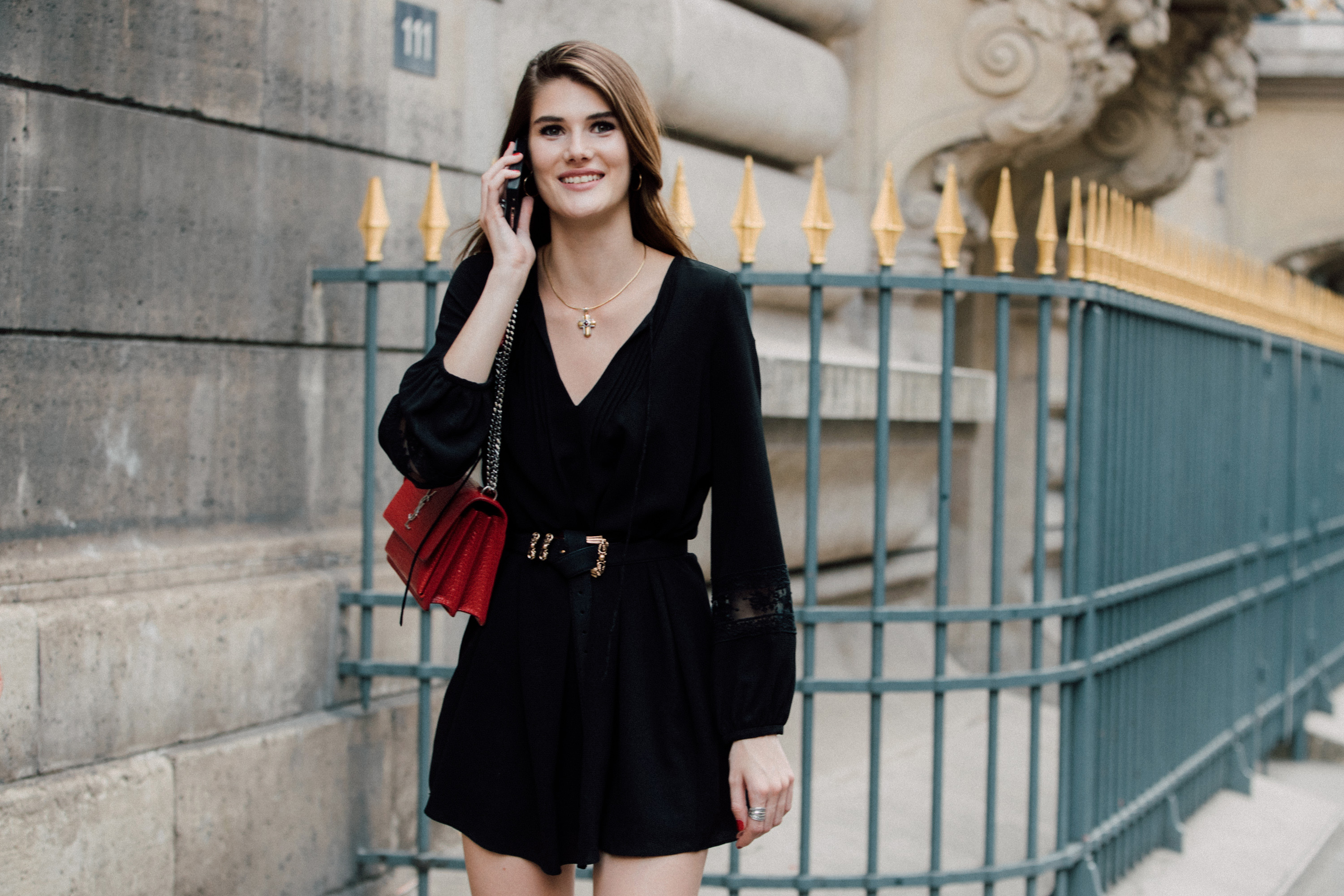 woman in little black dress