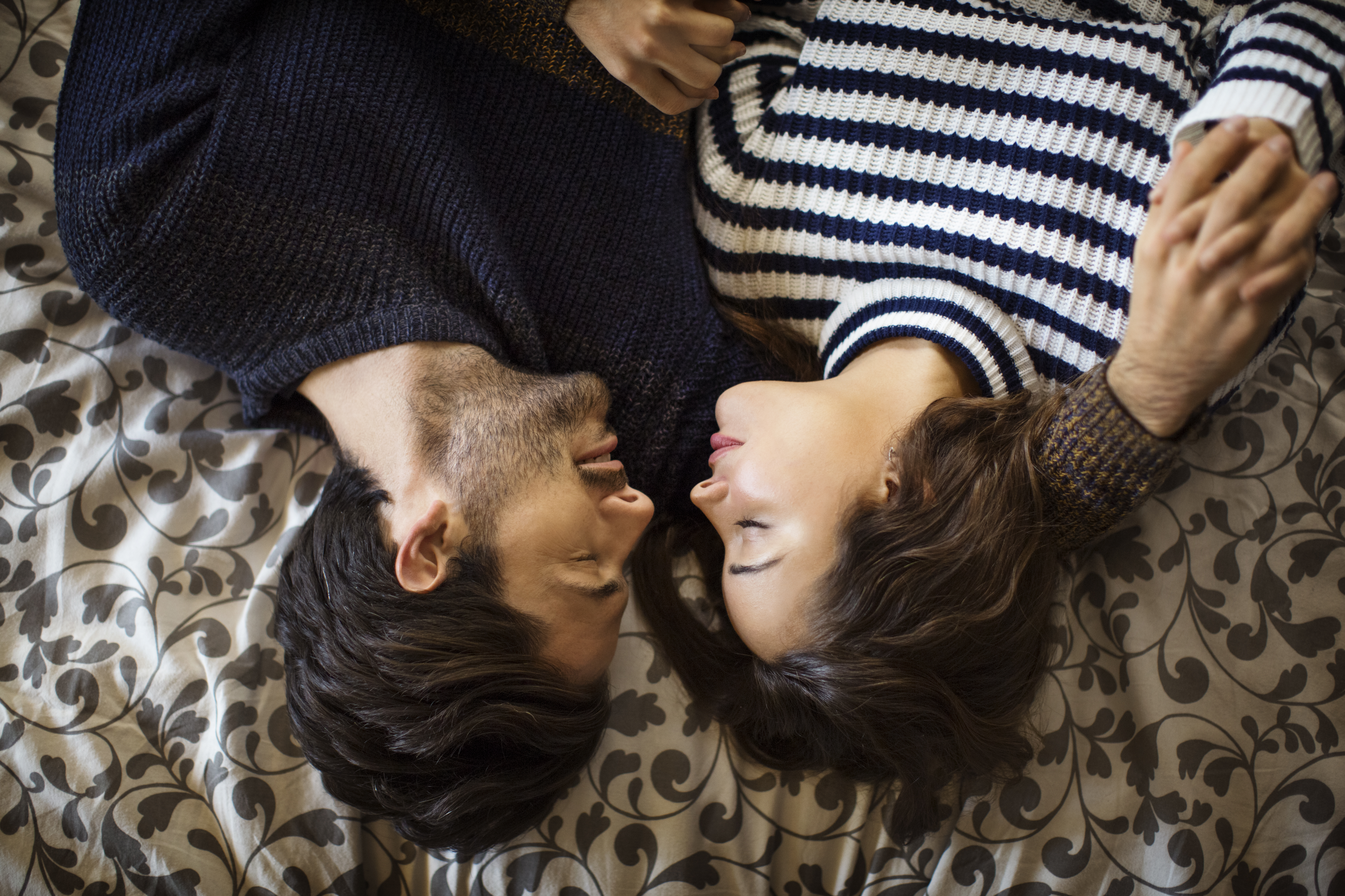 couple with striped sweater