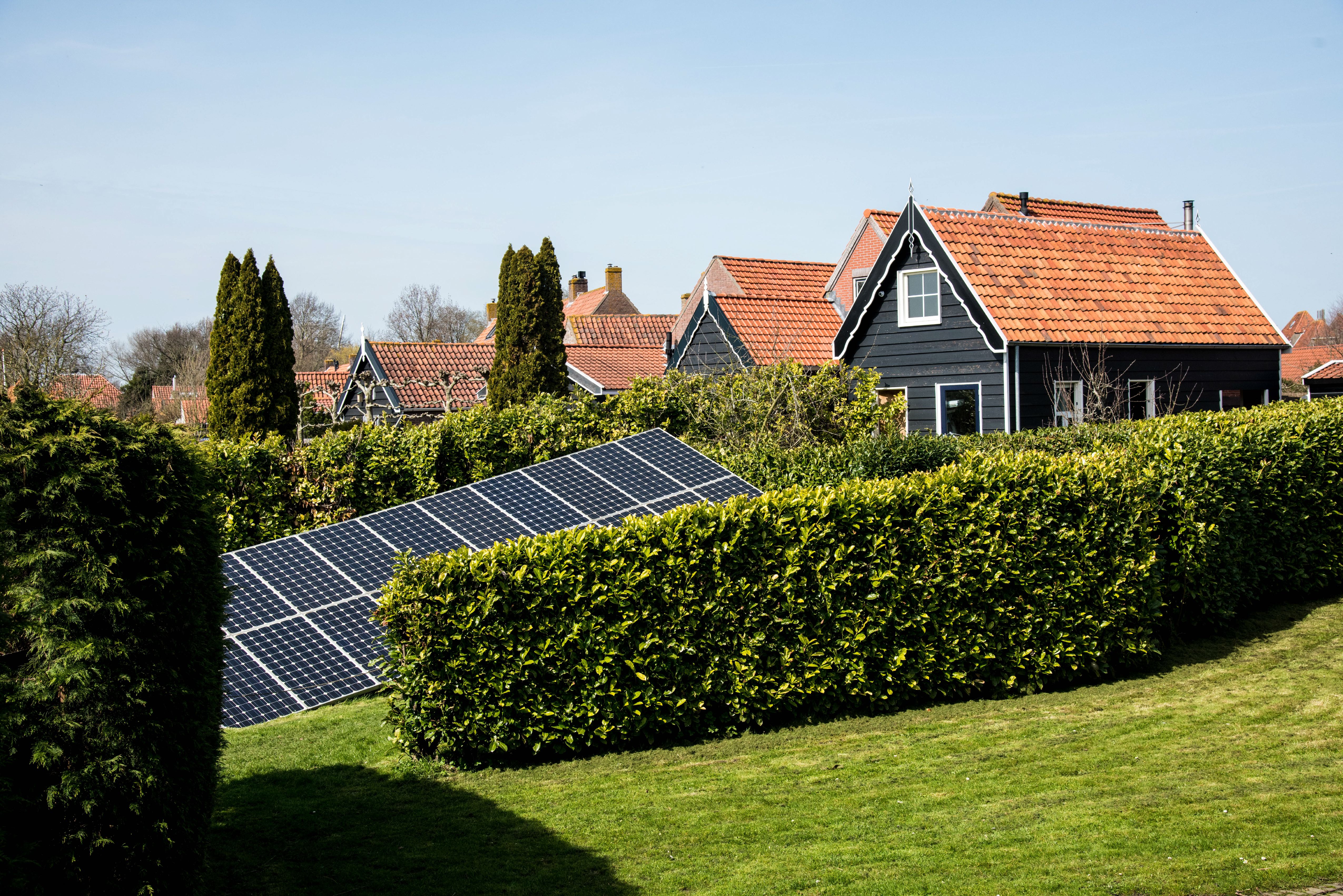 Solar panels in a neighborhood in Veere, Netherlands