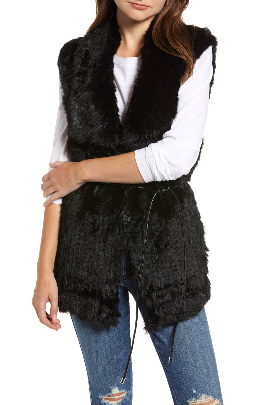 Love Token Longline Genuine Rabbit Fur Vest