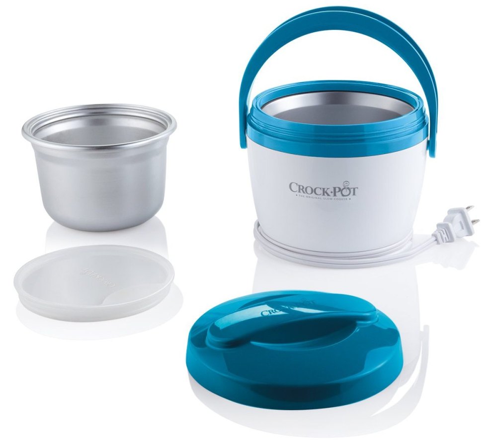 blue crock pot portable lunch warmer