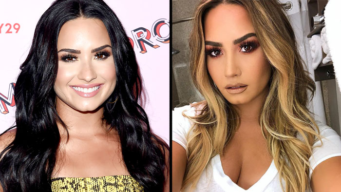 demi-lovato-hair changes 2018 blonde brunette