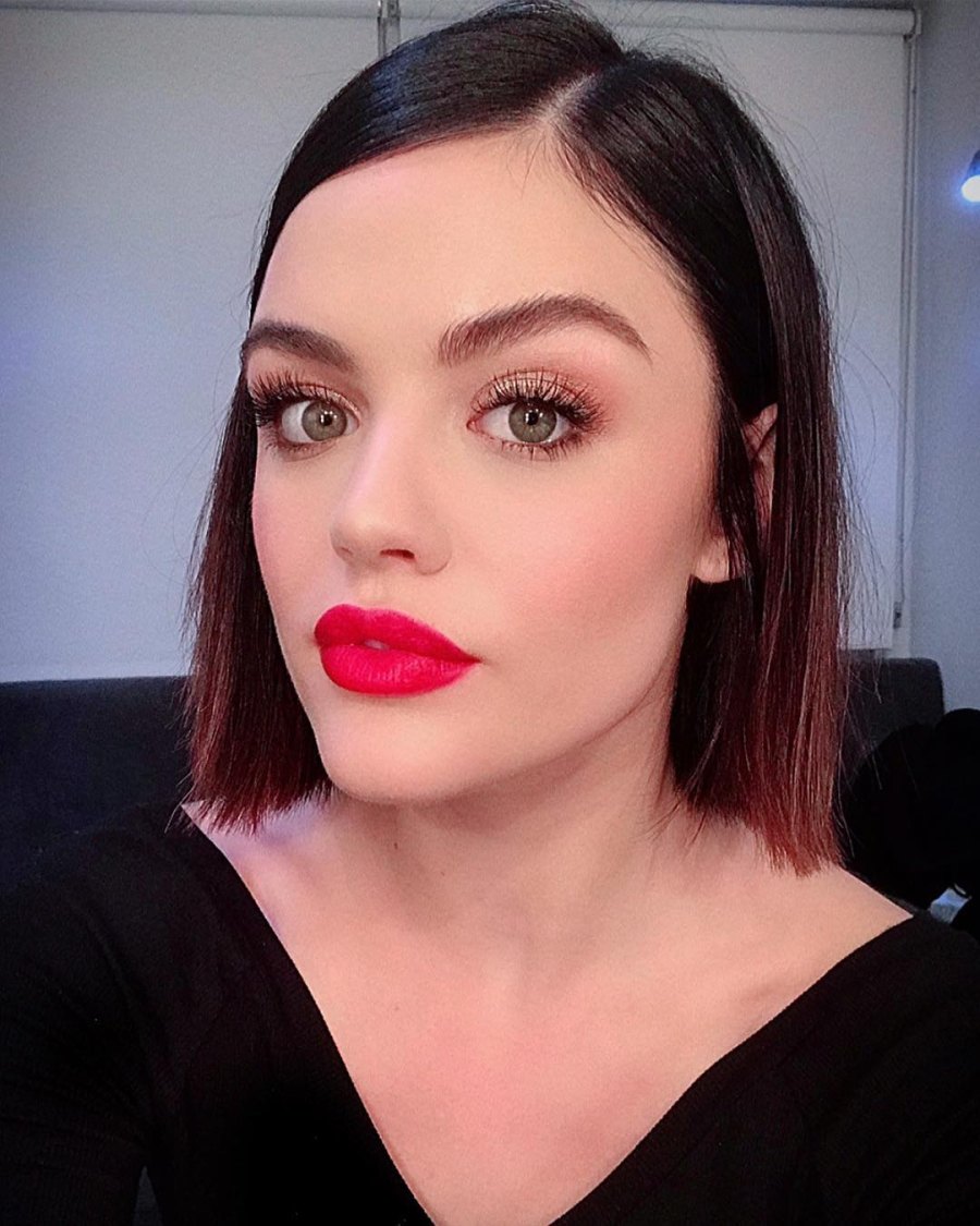 lucy hale red lipstick