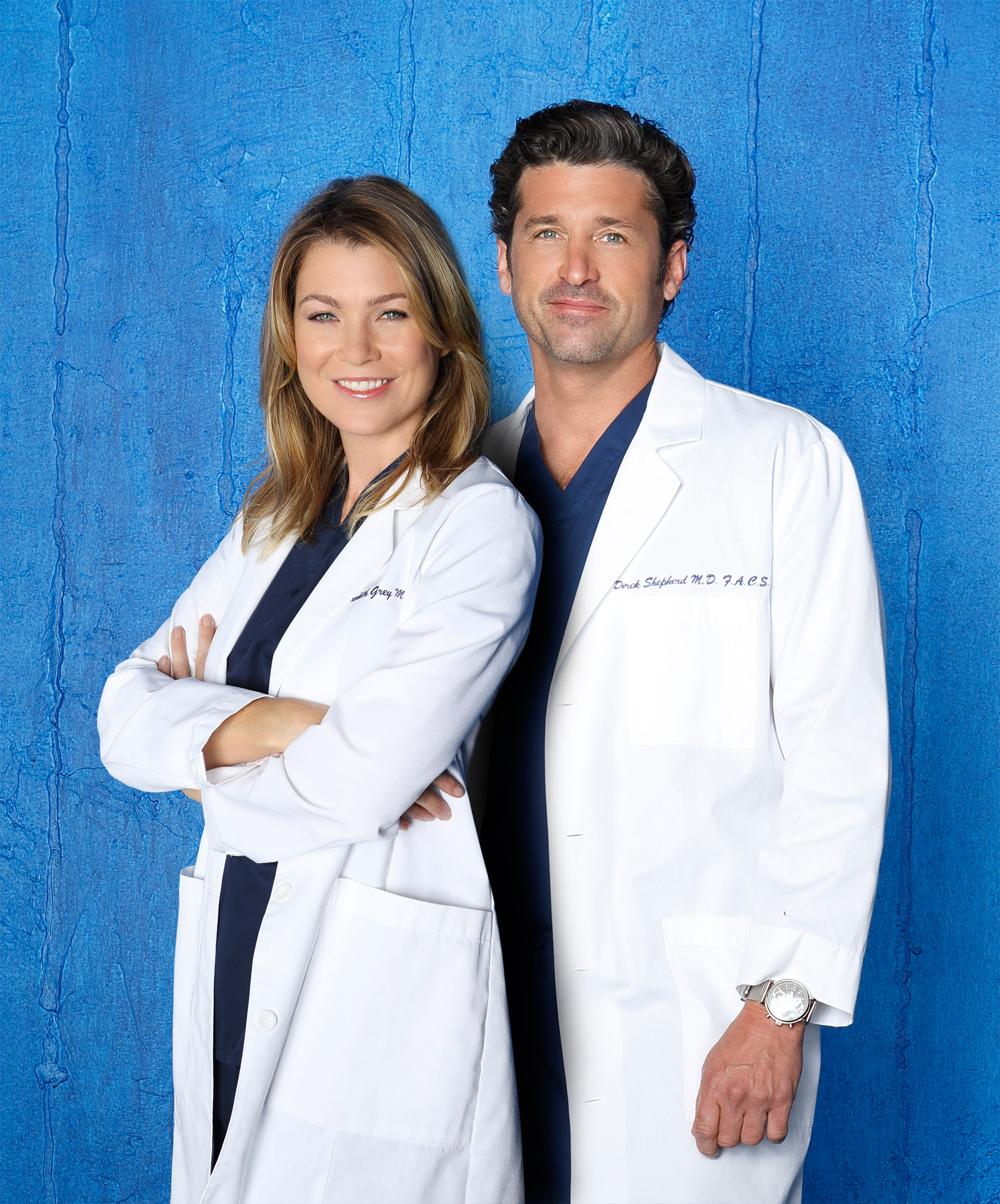 "Grey's Anatomy" stars Ellen Pompeo as Dr. Meredith Grey and Patrick Dempsey as Dr. Derek Shepherd.