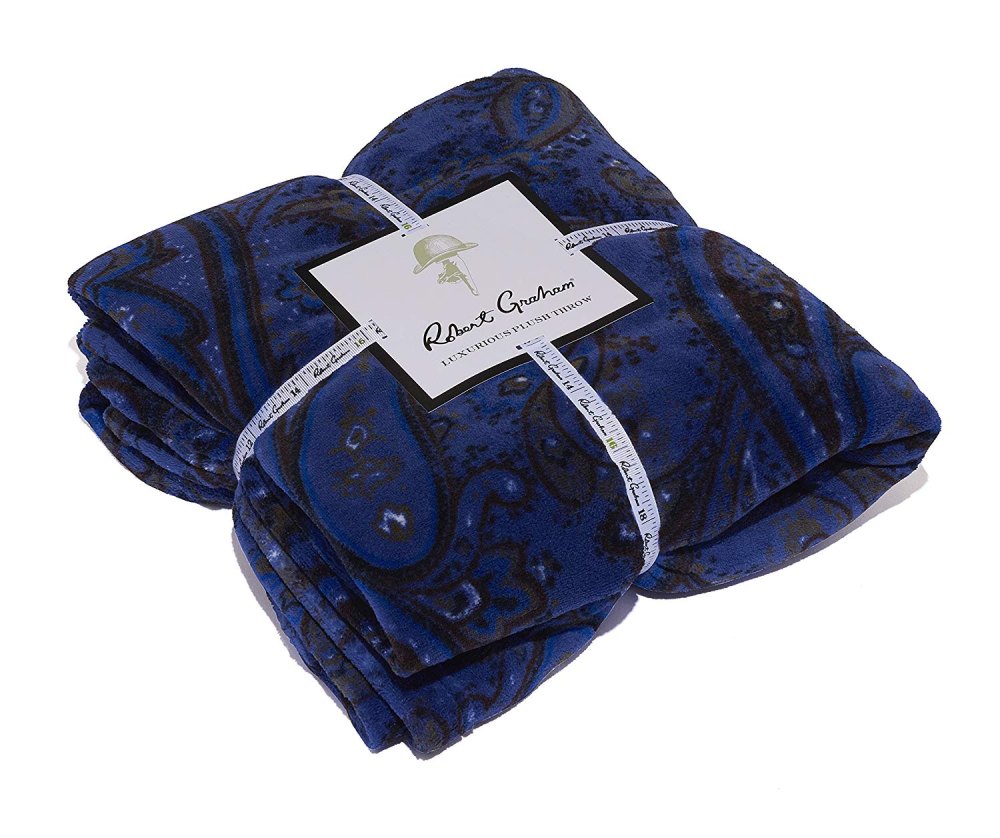 robert graham plush paisley print throw blanket