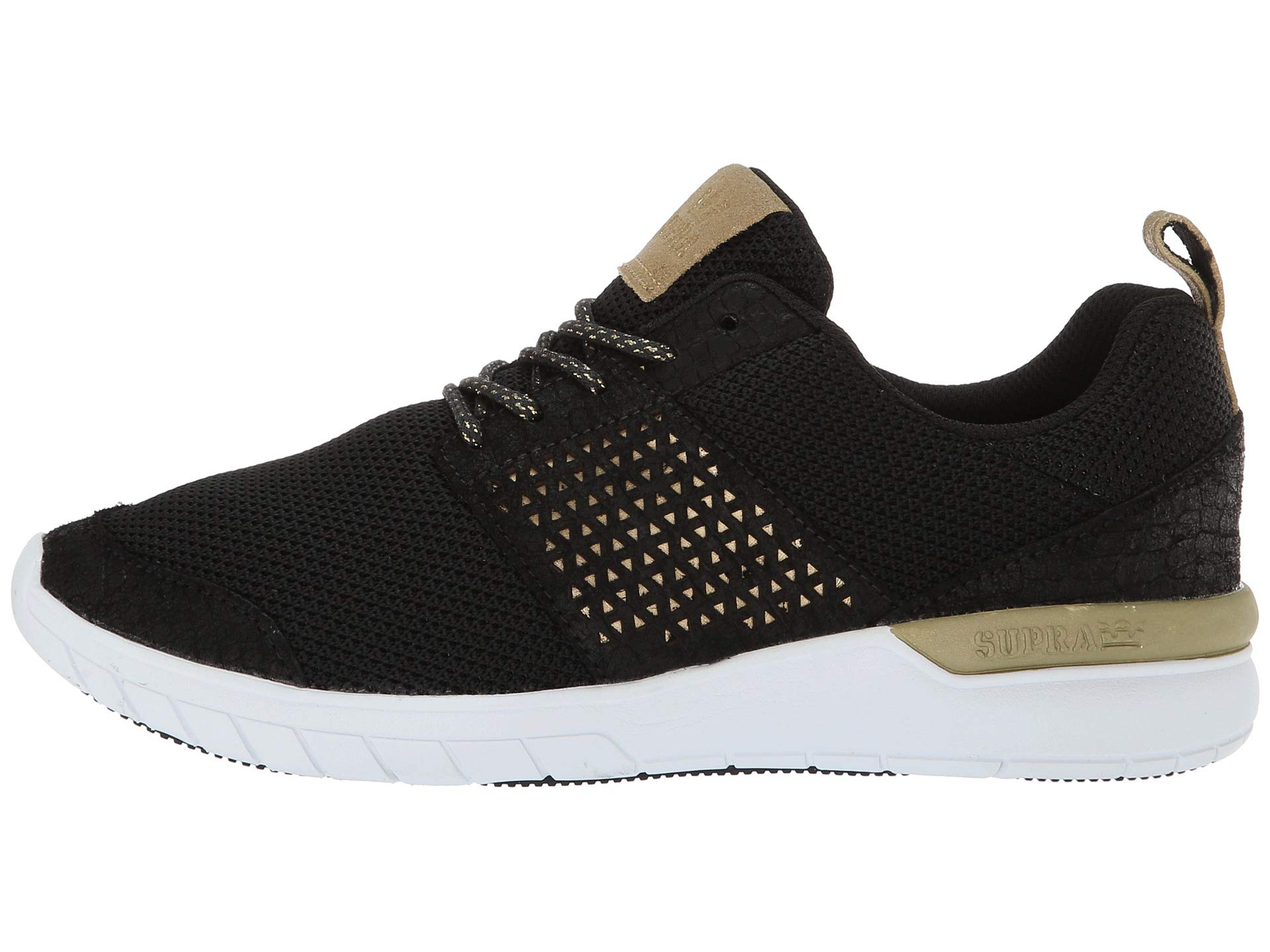supra sneaker in black gold and white