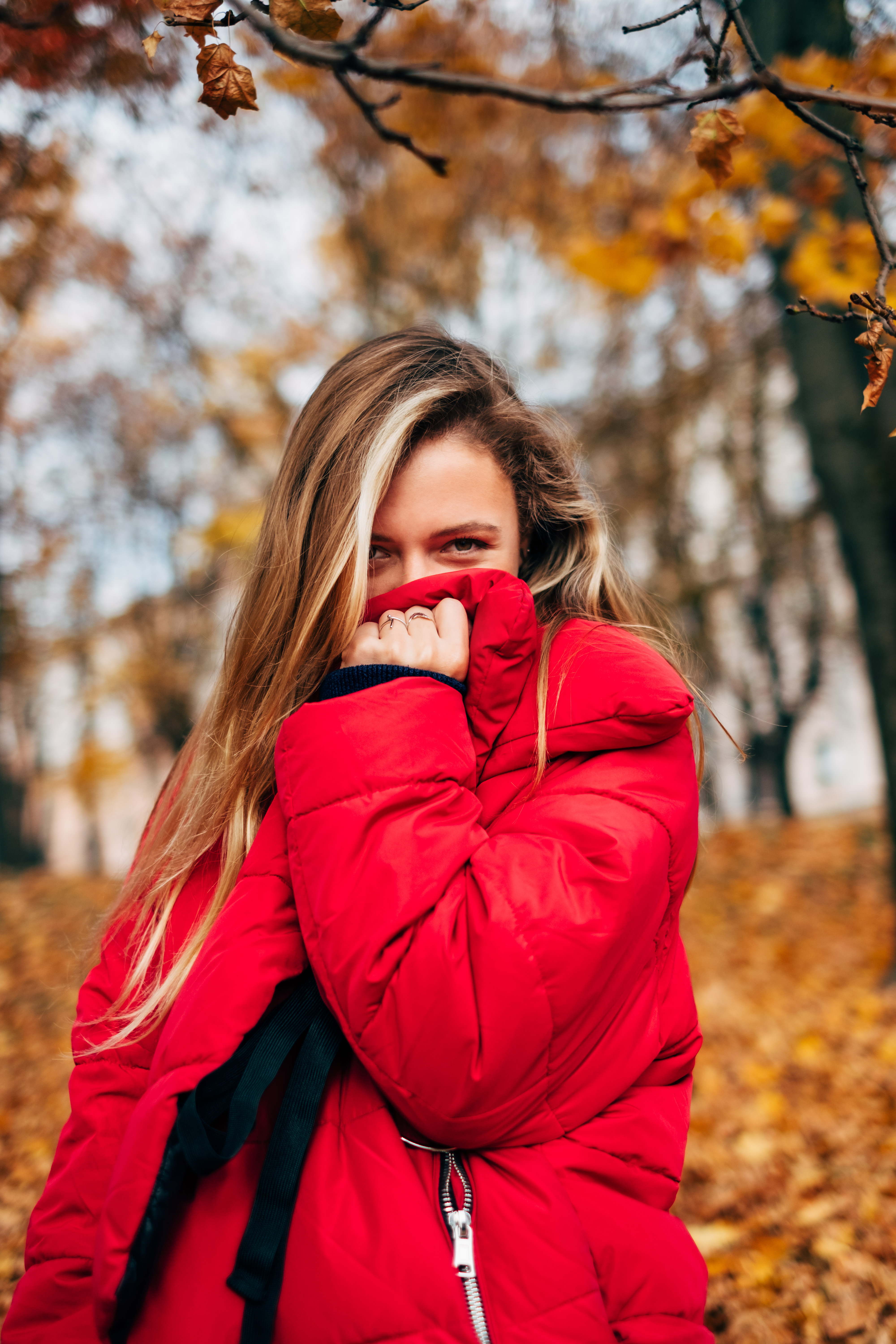 woman in puffer coat