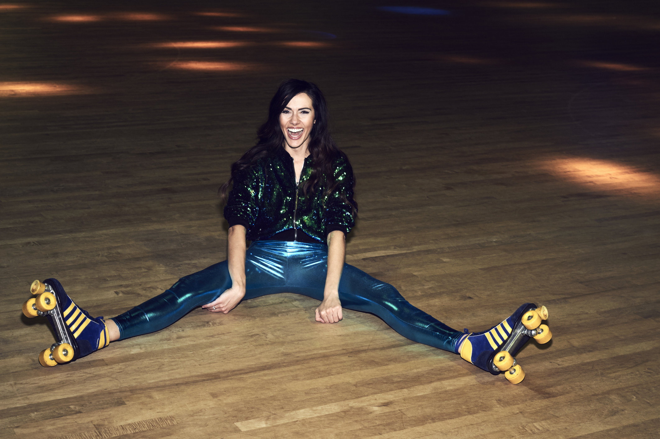Woman having fun at roller disco