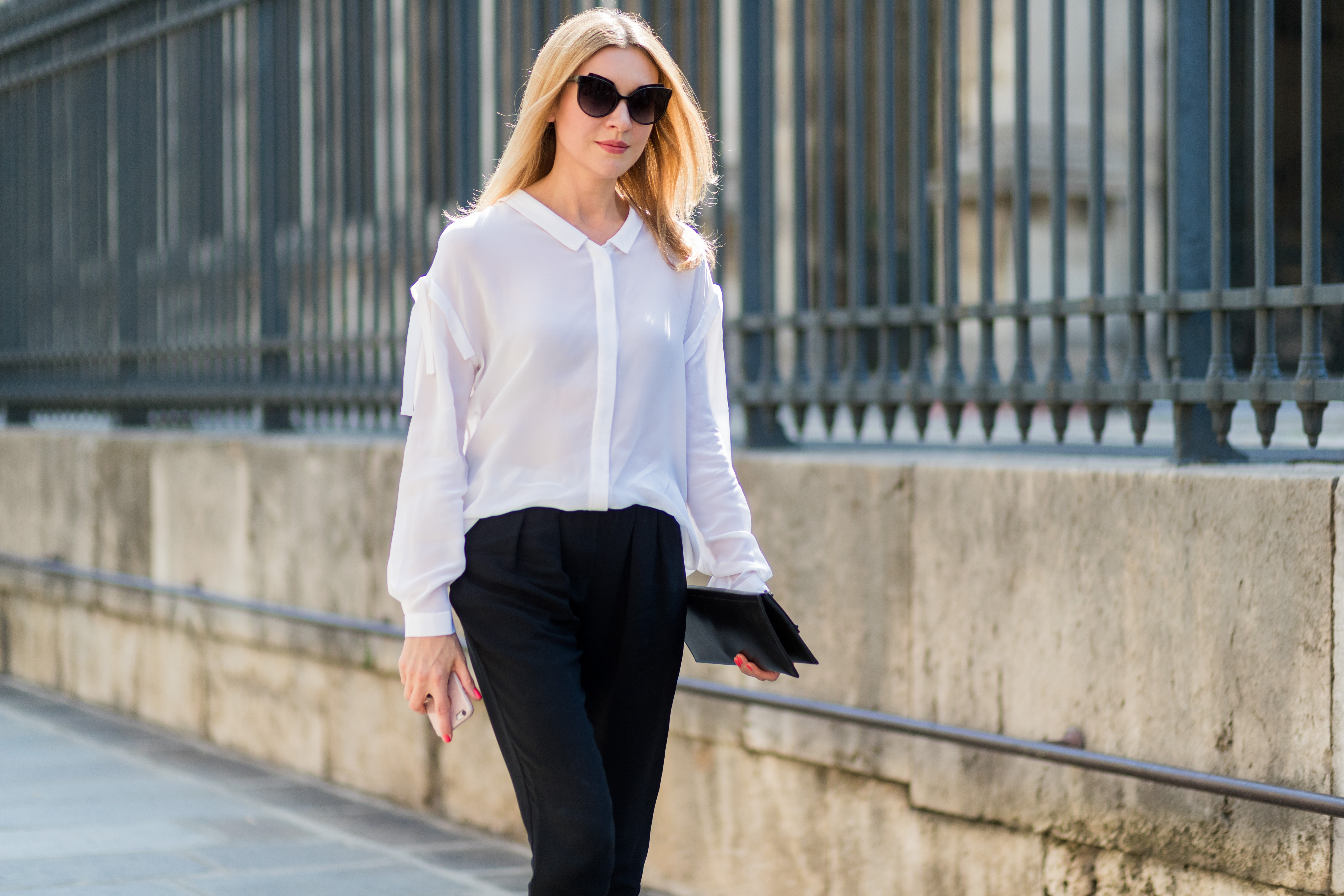 woman in black pants