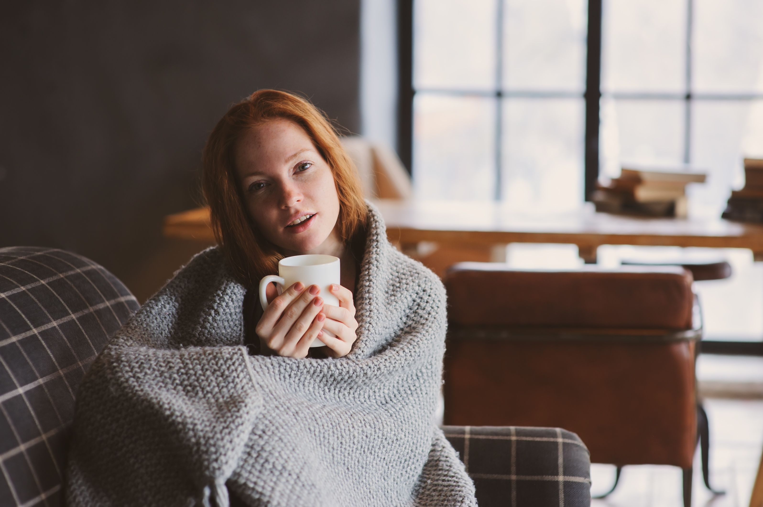 woman with blanket