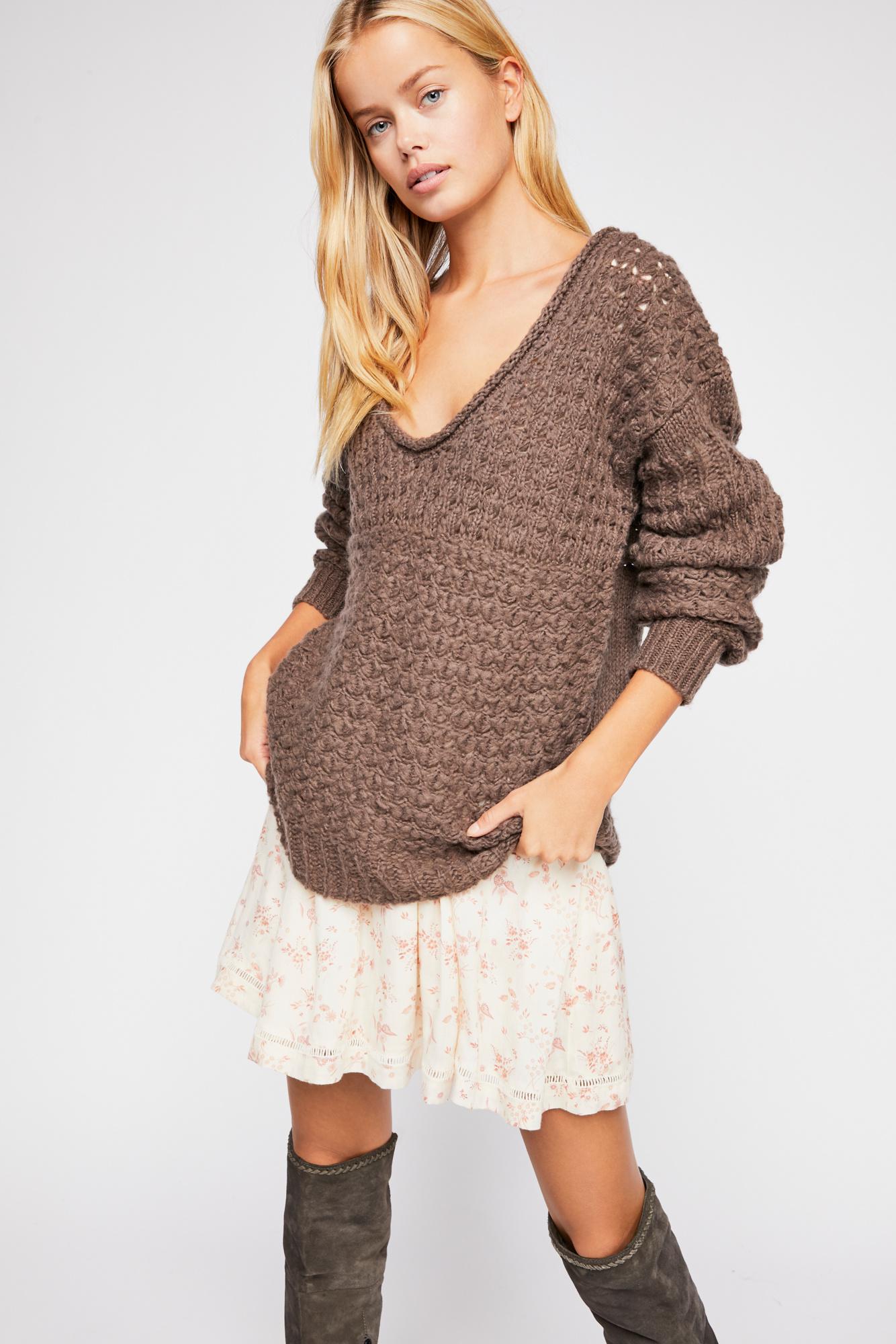 brown free people sweater