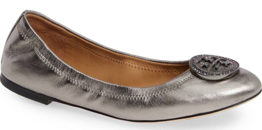 gunmetal tory burch flat