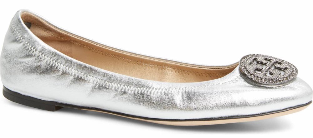 silver tory burch ballet flat