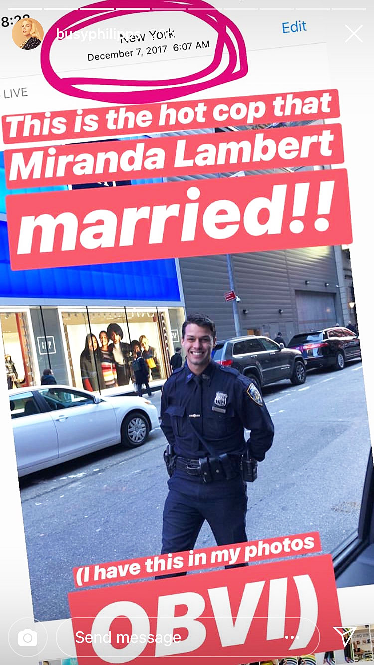 Busy Philipps Knows Miranda Lambert Hot Cop Husband