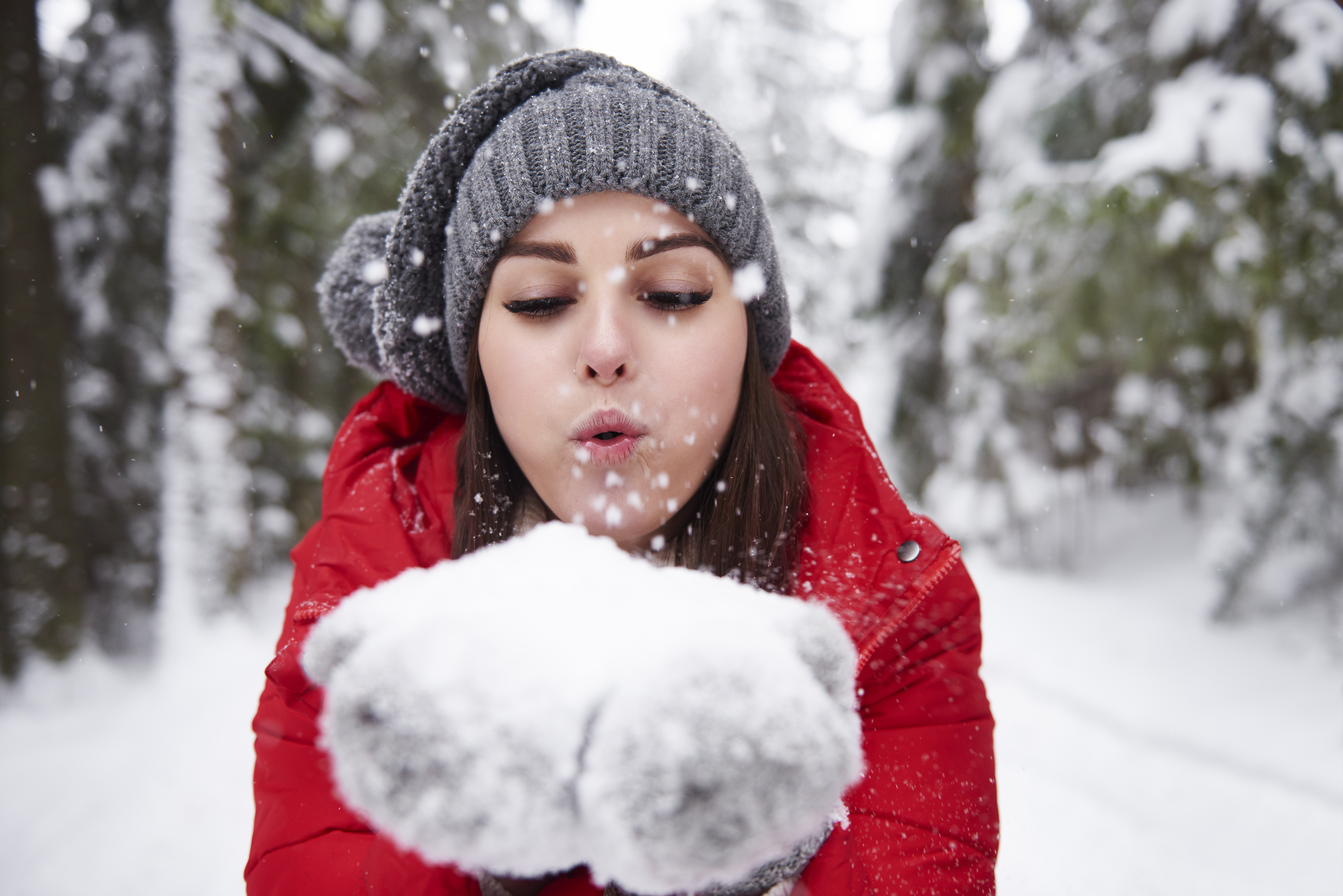 woman with puffer coat
