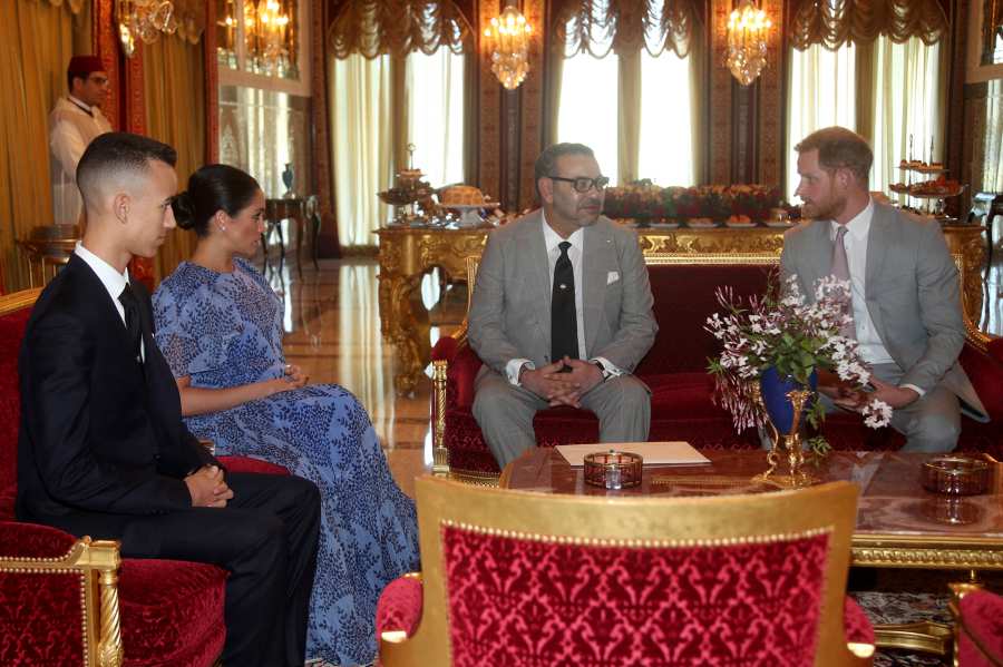 Pregnant Duchess Meghan Stuns in Blue With Prince Harry on Their Last Day in Morocco: Photos