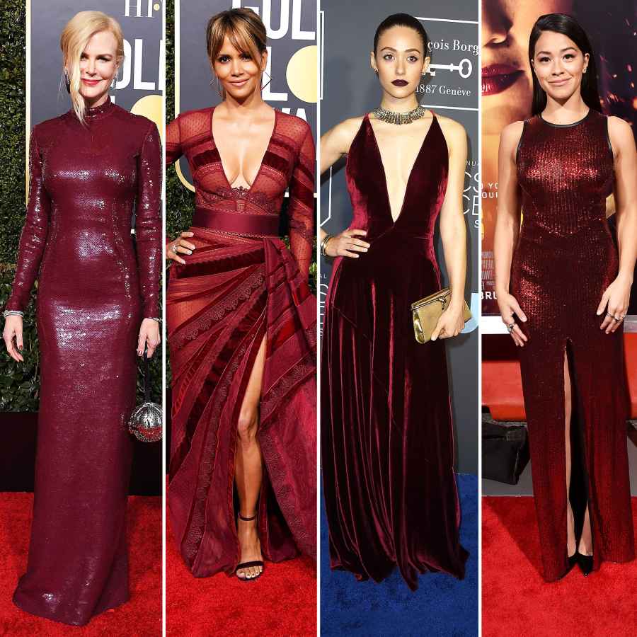 Nicole Kidman Halle Berry Emmy Rossum Gina Rodriguez Stylish Burgundy