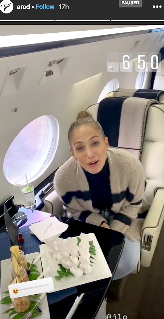 jlo arod celebrate engagement private jet