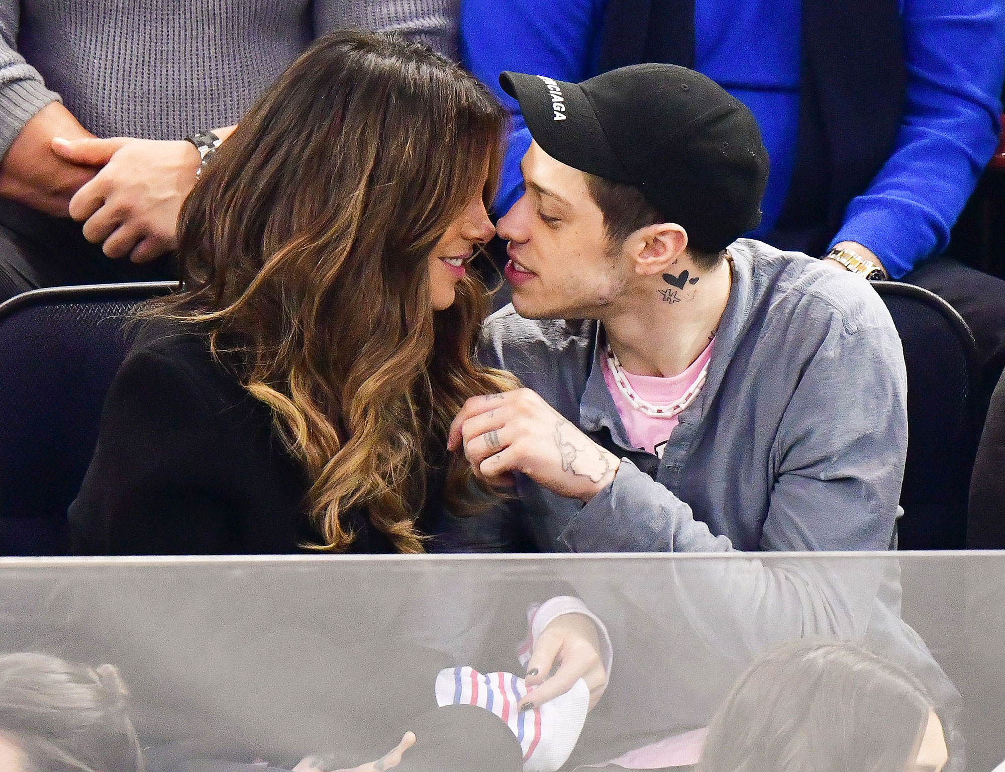Kate Beckinsale Pete Davidson PDA Kiss New York Rangers Game