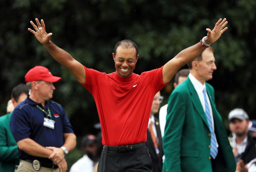 Tiger Woods Celebrates Masters Win