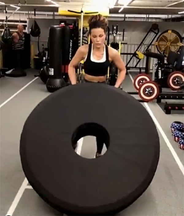 Kate Beckinsale Flips a 150-Lb Tire Like It Ain’t No Thang