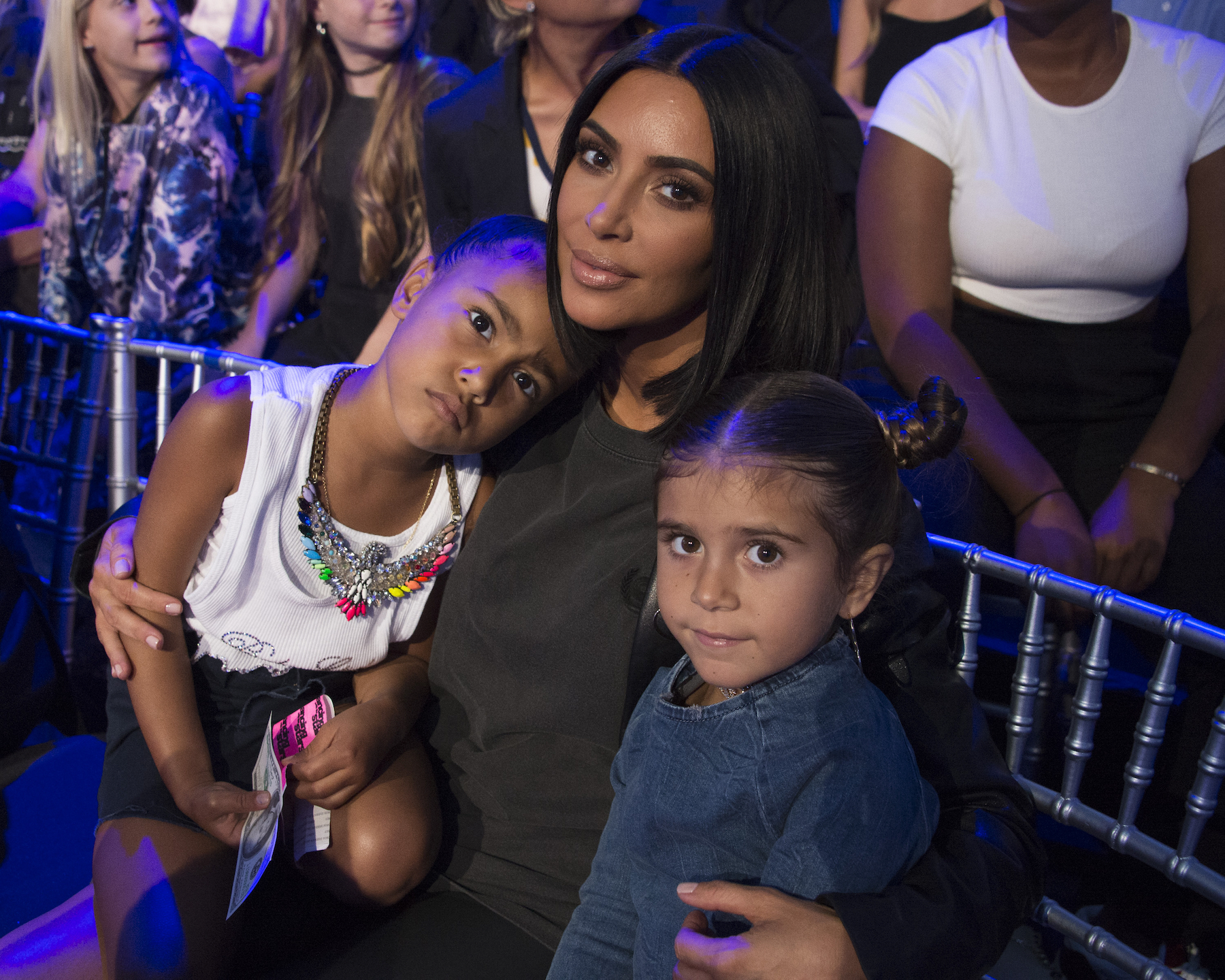 Kim Kardashian cuddles daughter North West and niece Penelope Disick