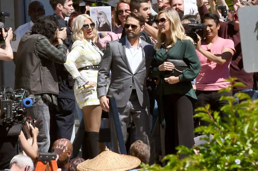 Jason Priestly, Tori Spelling and Jennie Garth BH90210 Filming TV Show