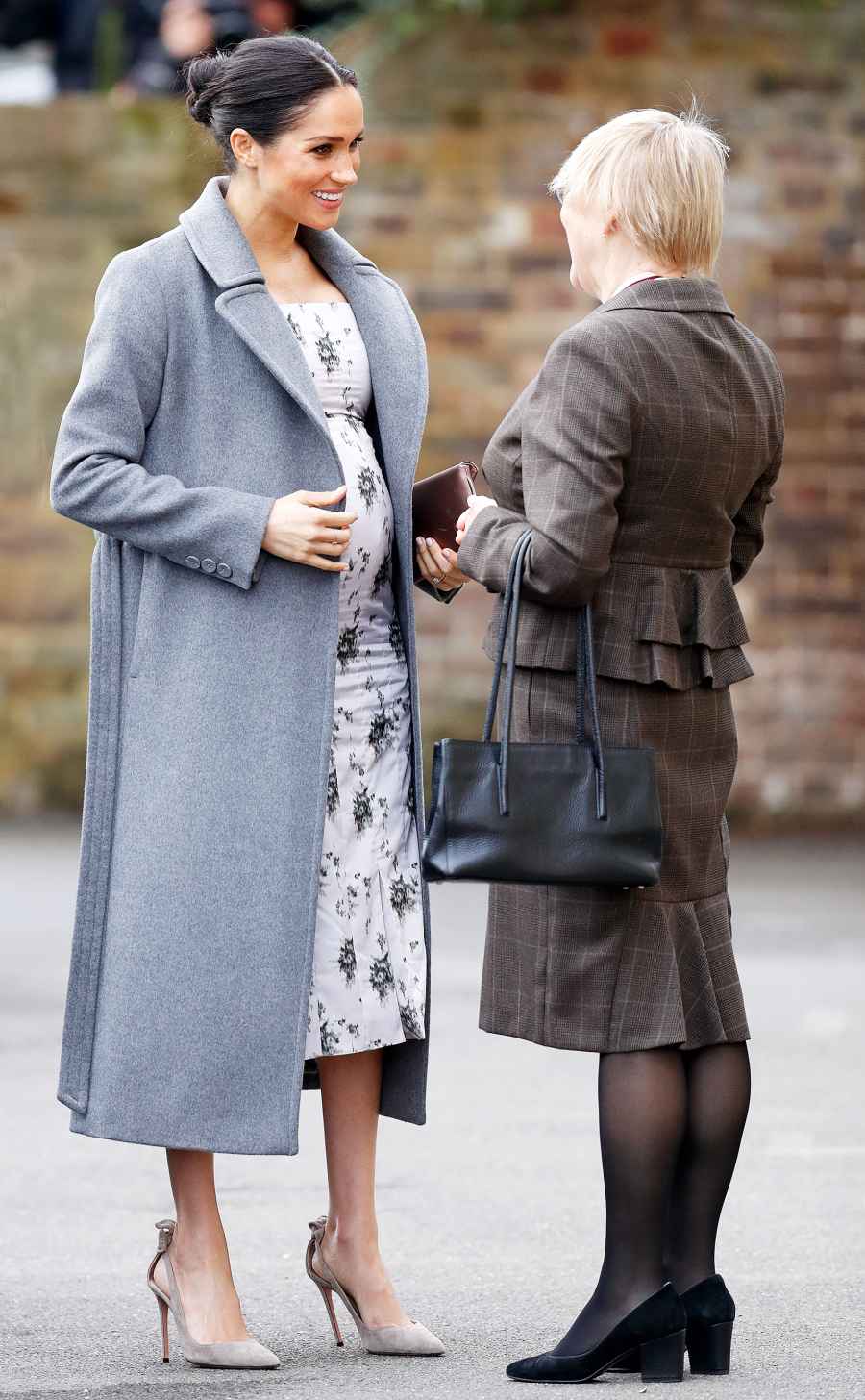 Meghan Markle Grey Coat Floral Dress