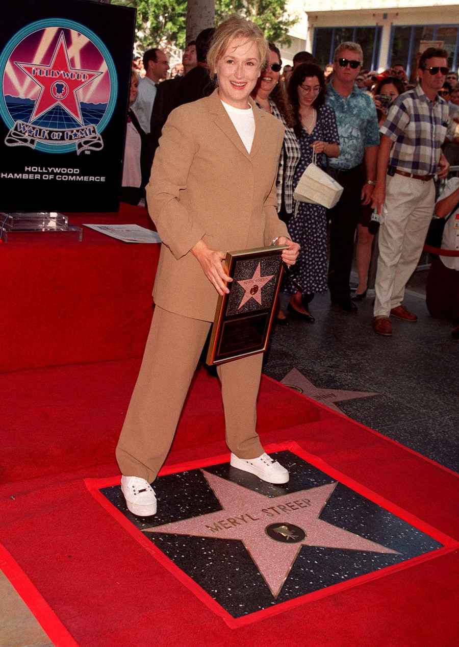 Meryl Streep Walk Of Fame White Sneakers Brown Suit