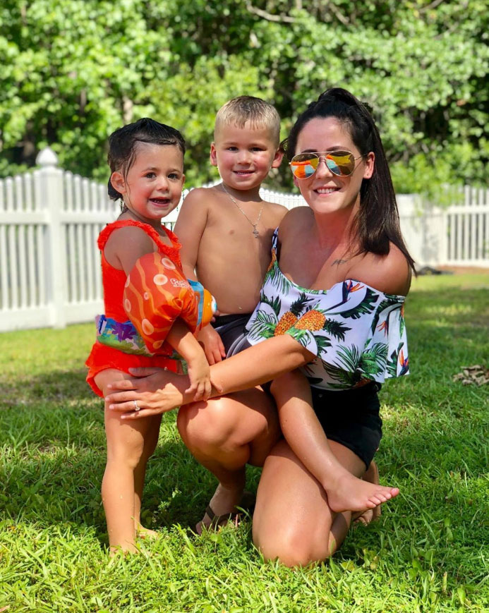 Jenelle Evans and Kaiser Ensley in Yard Swimsuits Sunglasses