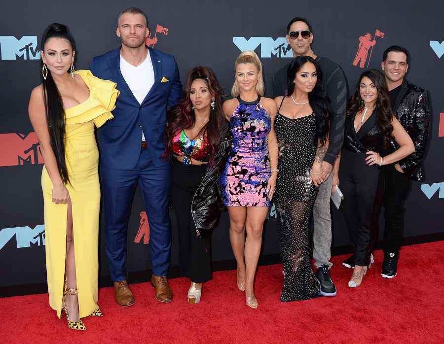 Cast and Boyfriends of Jersey Shore Red Carpet VMAs 2019