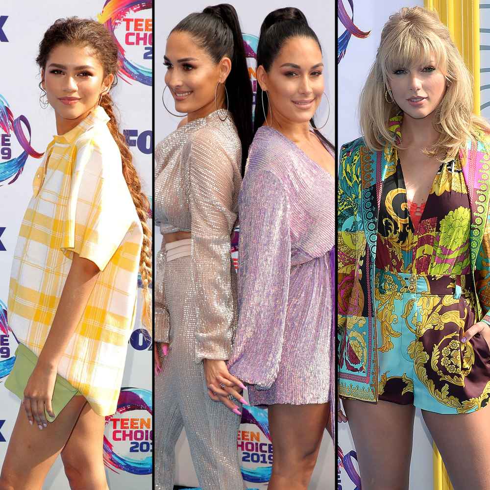 Zendaya Nikki Bella and Brie Bella Taylor Swift Teen Choice Awards 2019 Arrivals Winners and Nominees