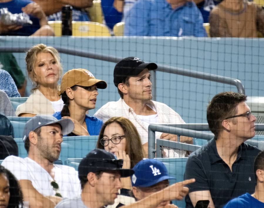 Ashton Kutcher Enjoys Dodgers Game With Mila Kunis After Demi Revelations