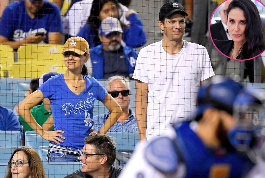 Ashton Kutcher Enjoys Dodgers Game With Mila Kunis After Demi Revelations