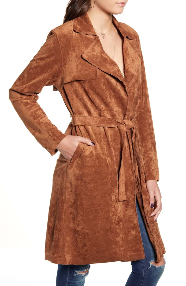 BLANKNYC Faux Suede Trench Coat