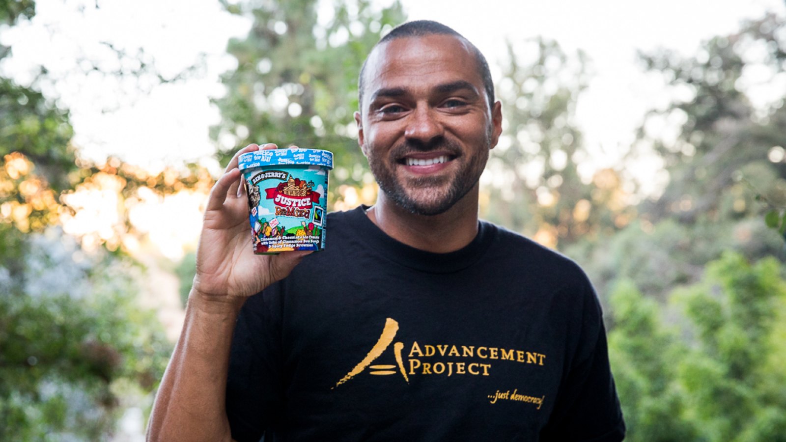 Online VIP Jesse Williams Holding Ben & Jerry's