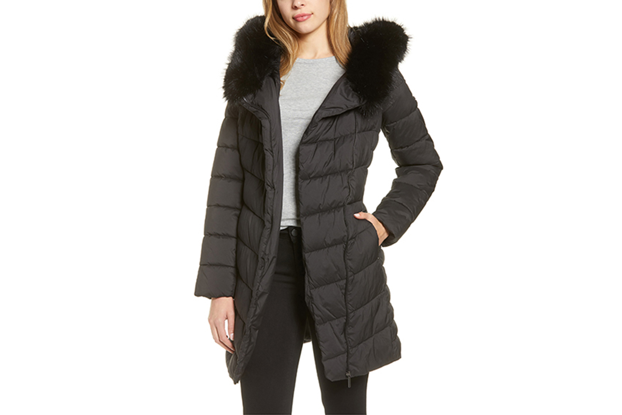 Bernardo Oversized Faux Fur Hood Puffer Coat