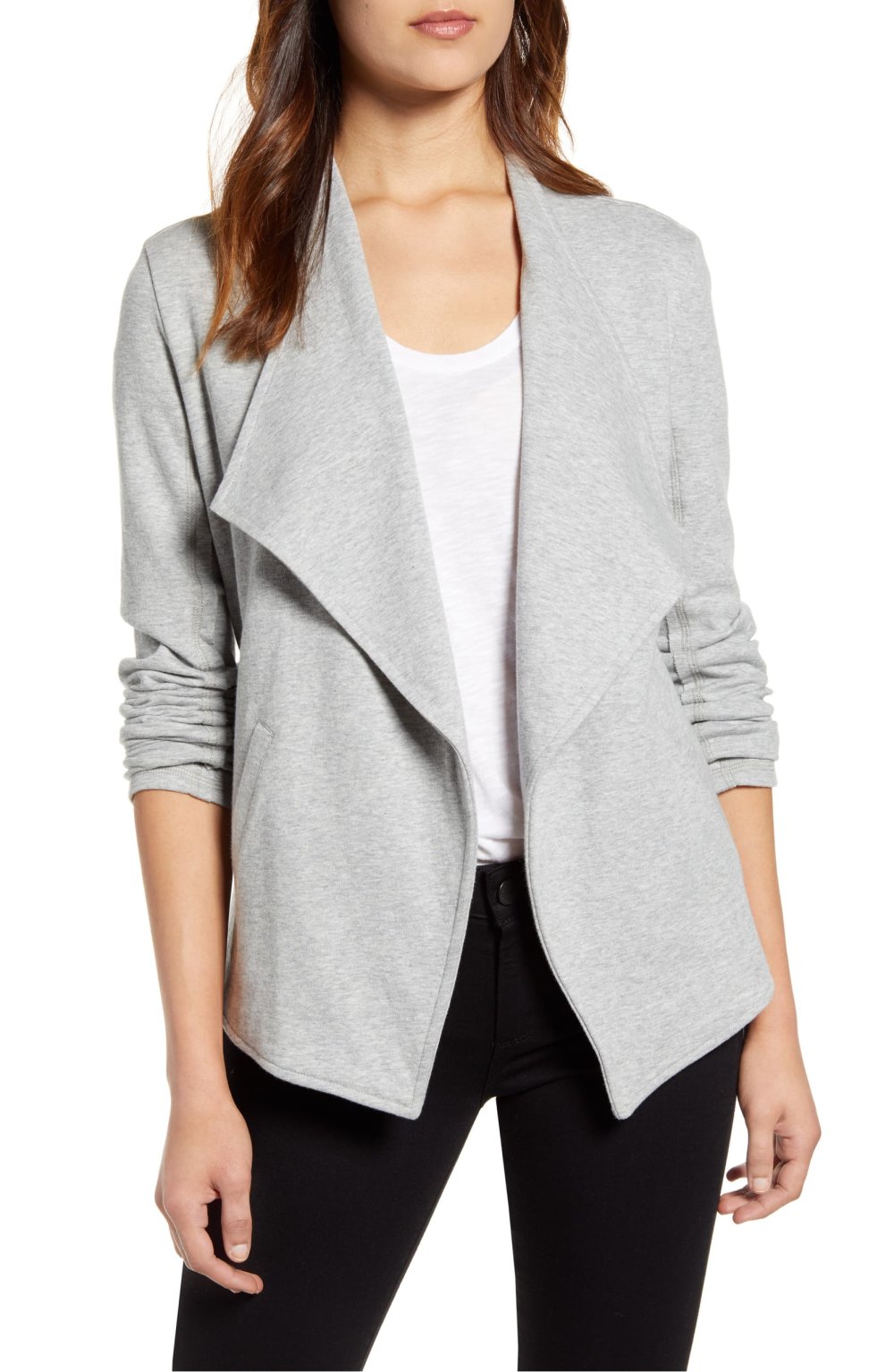 Caslon Drape Collar Knit Blazer grey