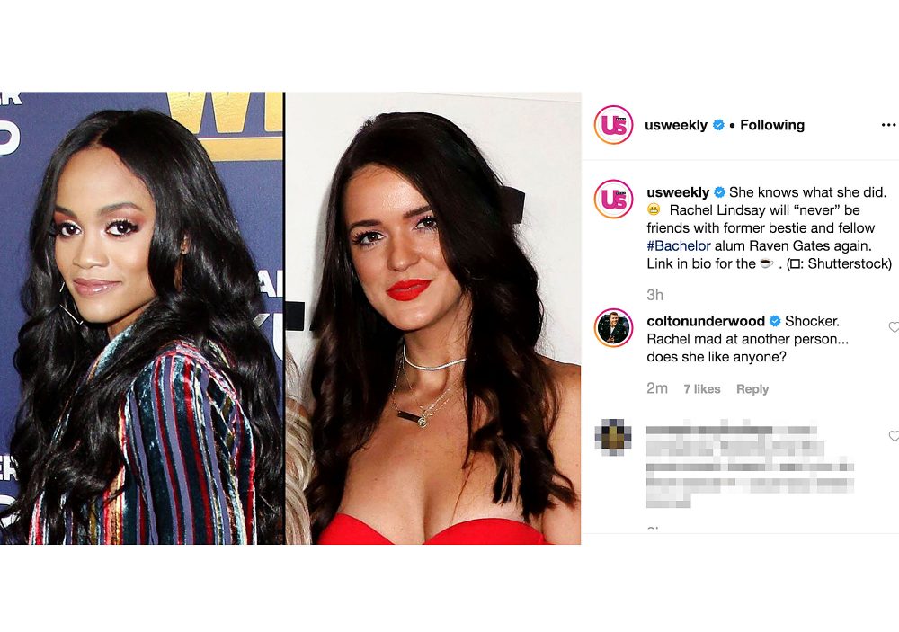 Colton Underwood Disses Rachel Lindsay Over Raven Gates Feud