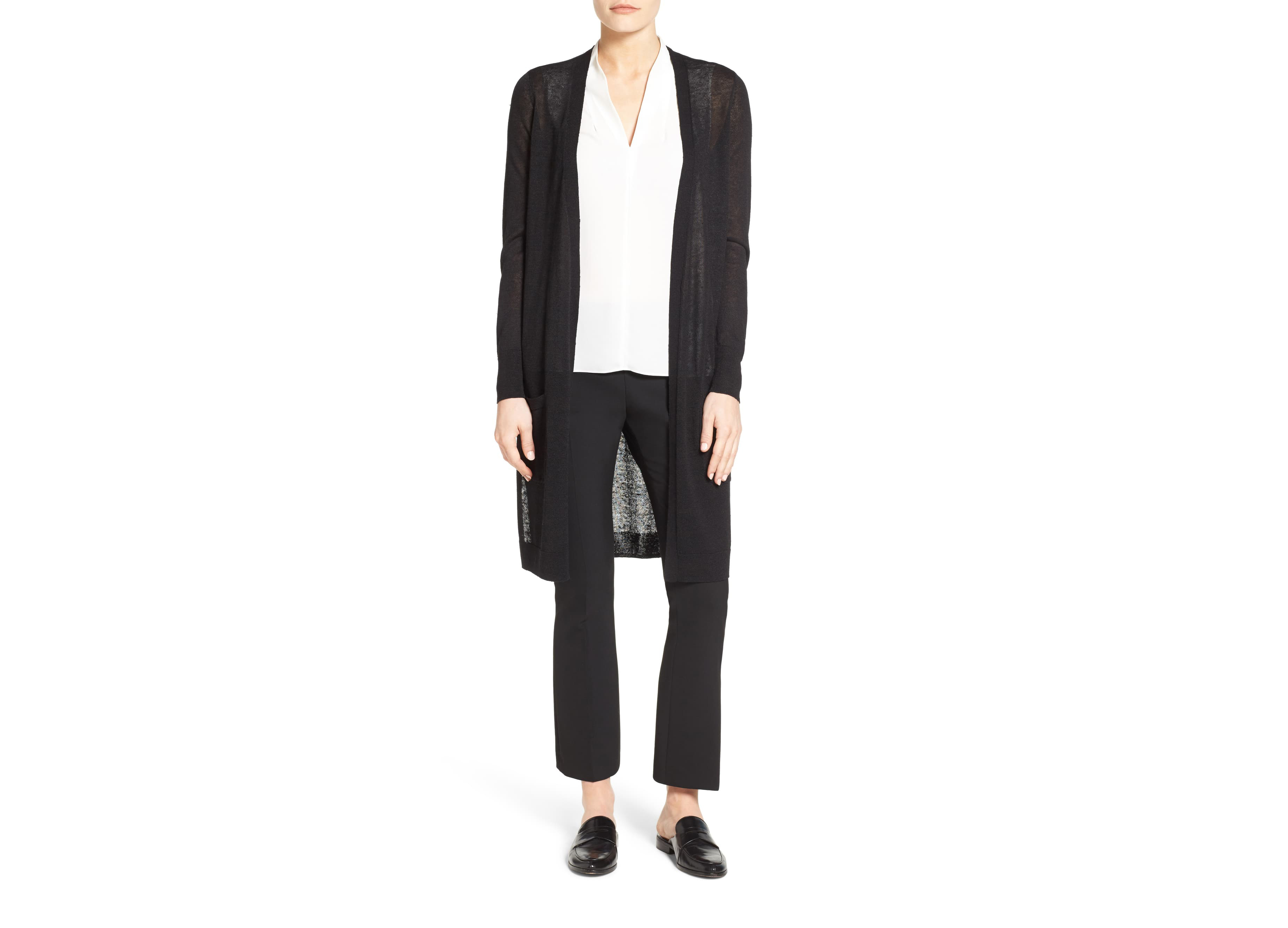 Halogen Long Linen Blend Cardigan black