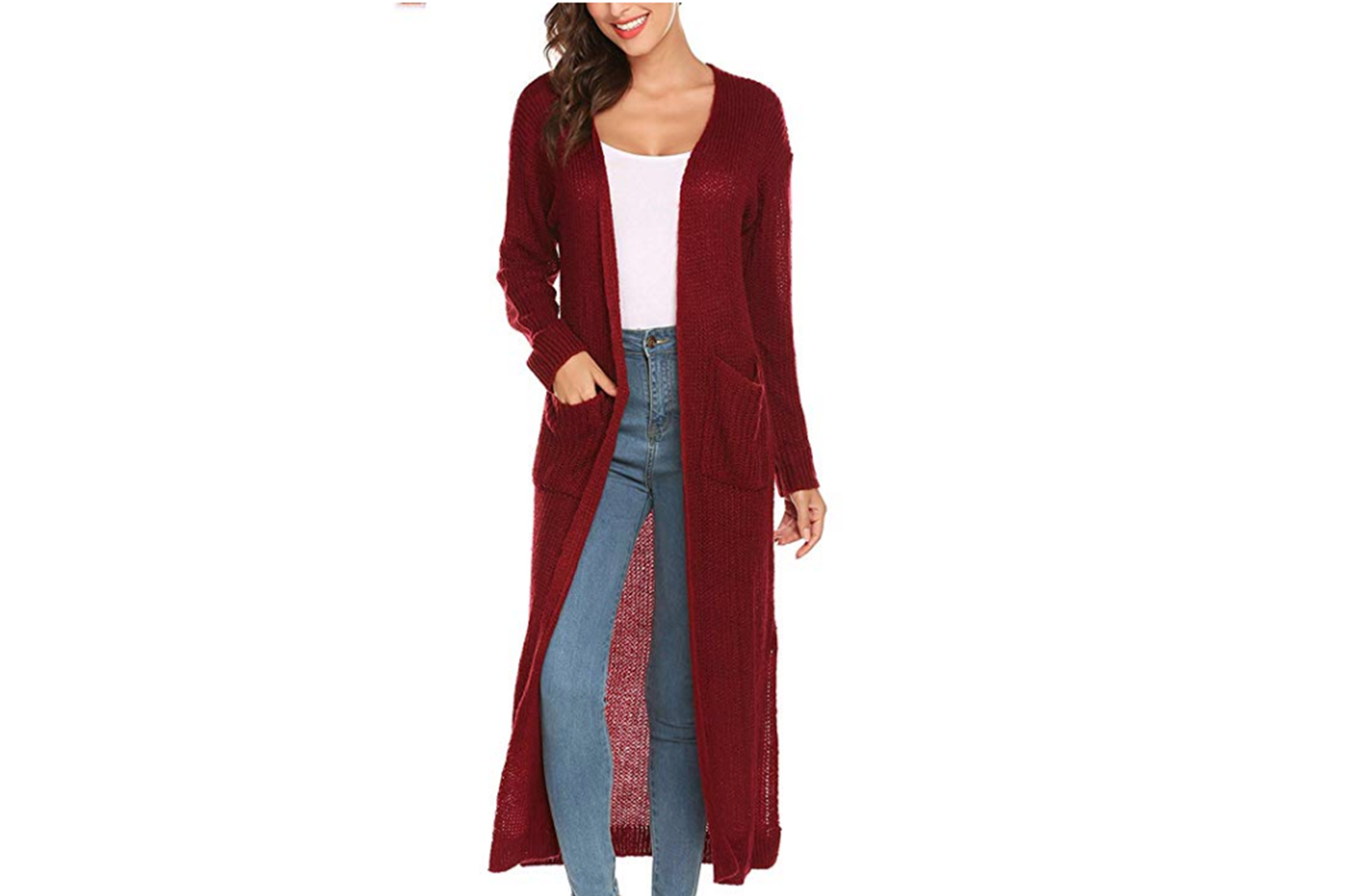 Kinstore-Long-Sleeve-Cardigan-Red