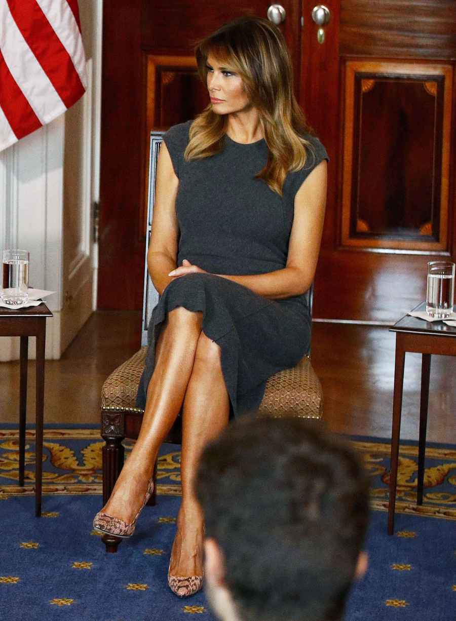 Melania Trump Grey Dress October 9, 2019