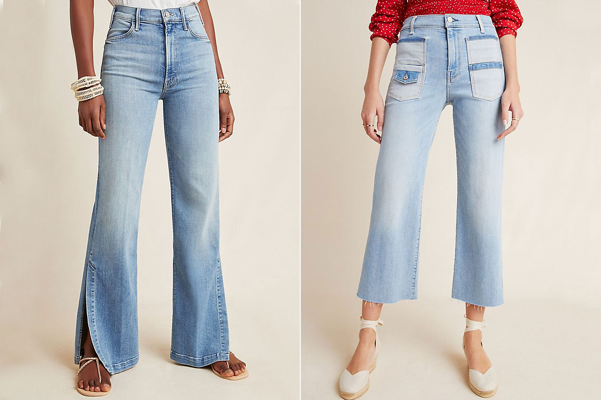 MOTHER The Hustler High-Rise Bootcut Jeans, 7 For All Mankind Alexa High-Rise Cropped Wide-Leg Denim from Anthropologie 