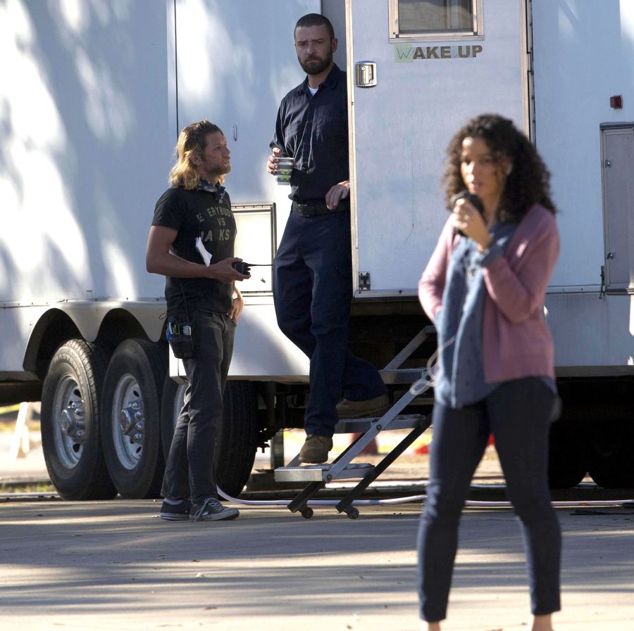 Justin Timberlake and Alisha Wainwright Hang Out in Trailer on Set