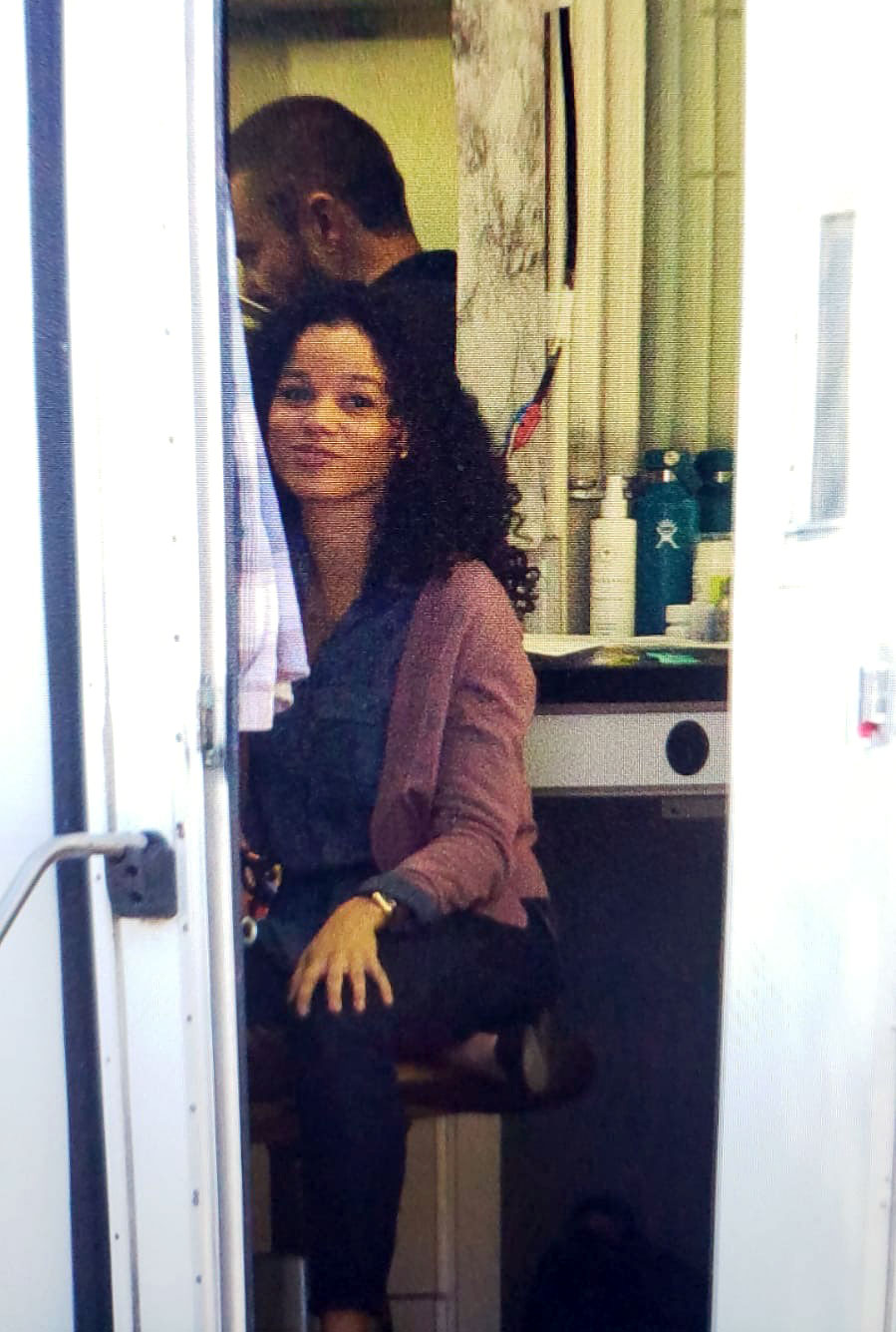 Justin Timberlake and Alisha Wainwright Hang Out in Trailer on Set