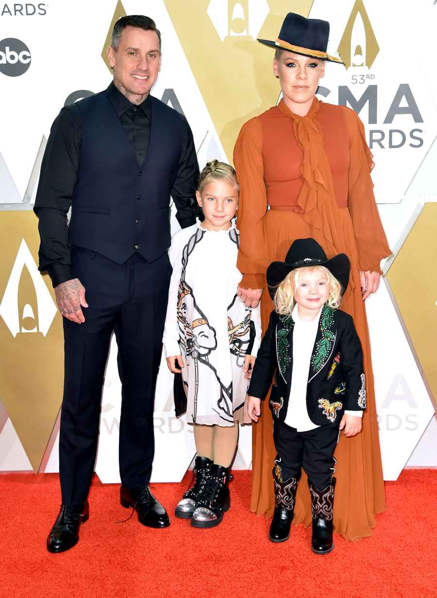 Carey Hart, Pink, Willow Hart and Jameson Hart PDA Arrival Red Carpet 2019 CMA Awards